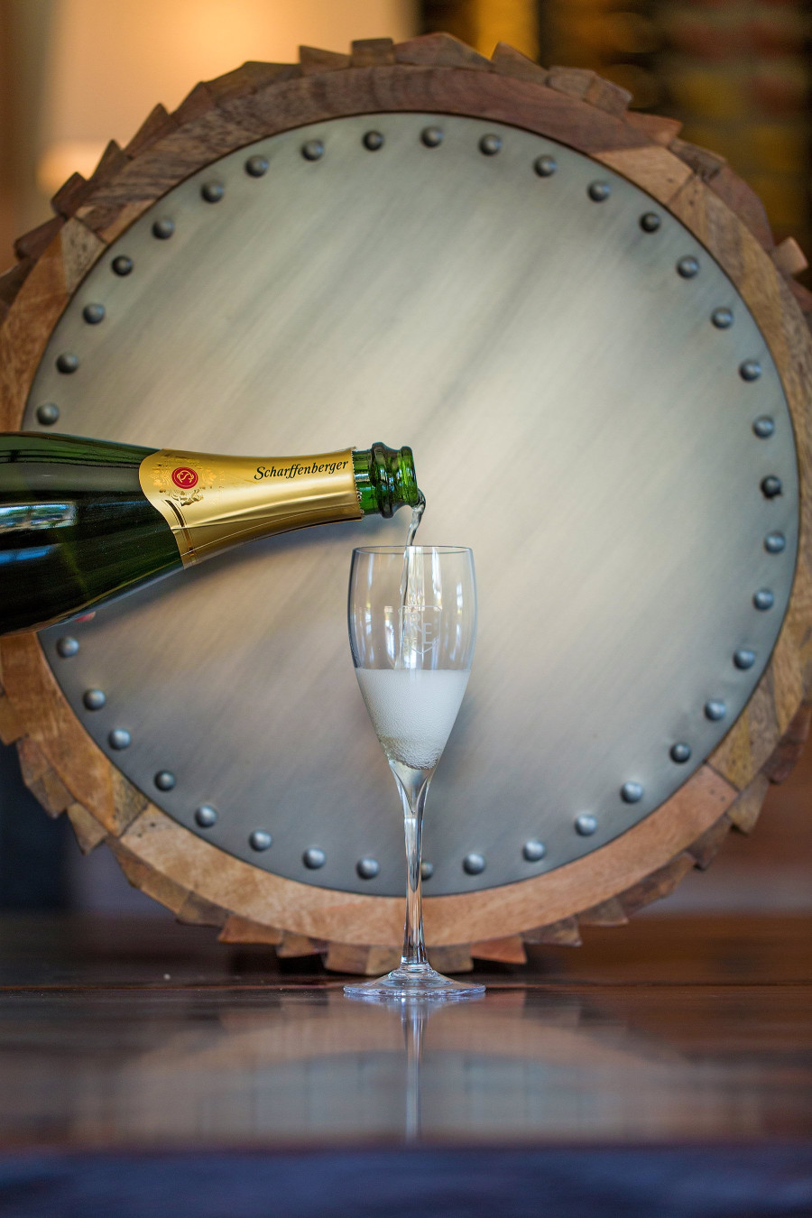 Pouring a glass of Scharffenberger Cellars wine