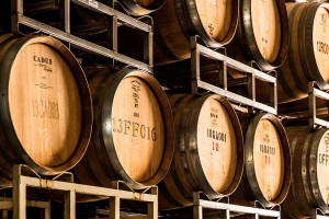 Cellared barrels at Domaine Anderson