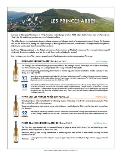 Sell Sheet for {materiallist:brand_name} Riesling Les Princes Abbés 2018