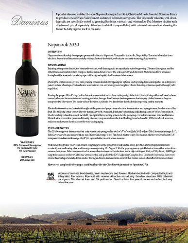 Sell Sheet for {materiallist:brand_name} Napanook 2020