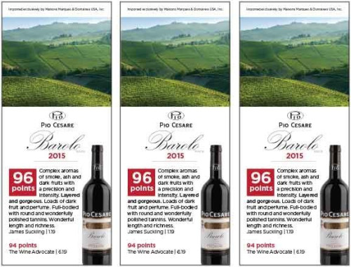 Shelf Talker for {materiallist:brand_name} Barolo DOCG 2015
