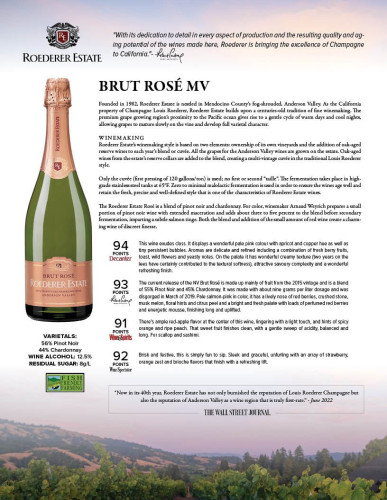 Sell Sheet for {materiallist:brand_name} Brut Rosé Multi-Vintage