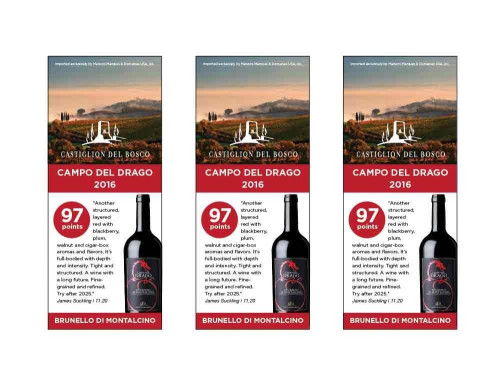 Shelf Talker for {materiallist:brand_name} Campo del Drago Brunello 2016