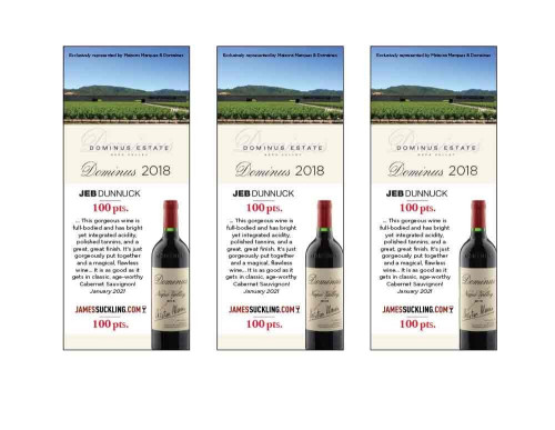 Shelf Talker for {materiallist:brand_name} Dominus 2018